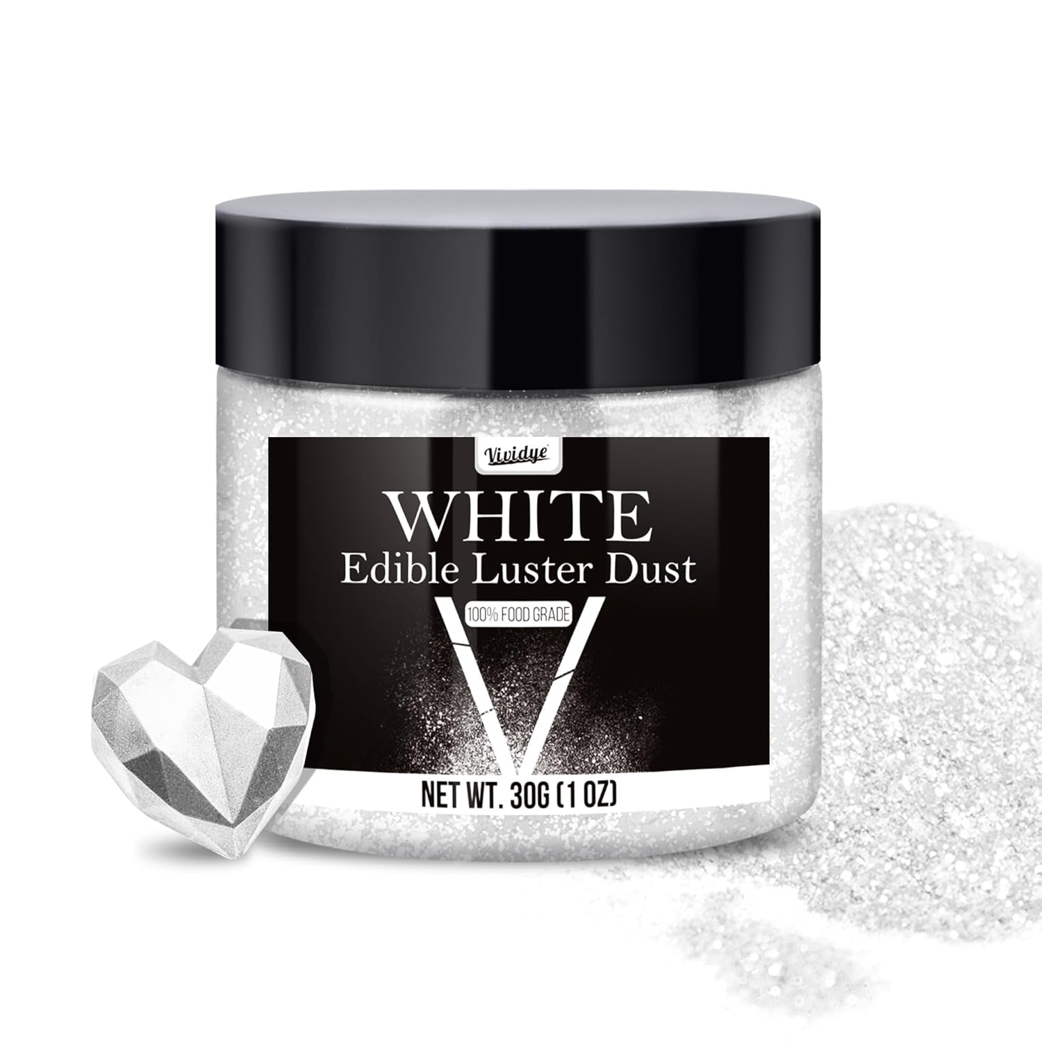 Paillettes comestibles, poudre, différentes couleurs, 30 grammes Naty Shop Blanc