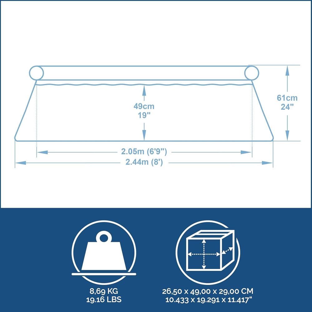Set piscină supraterană Bestway Fast Set cu pompă de filtrare Ø 244 x 61 cm, albastră, rotundă