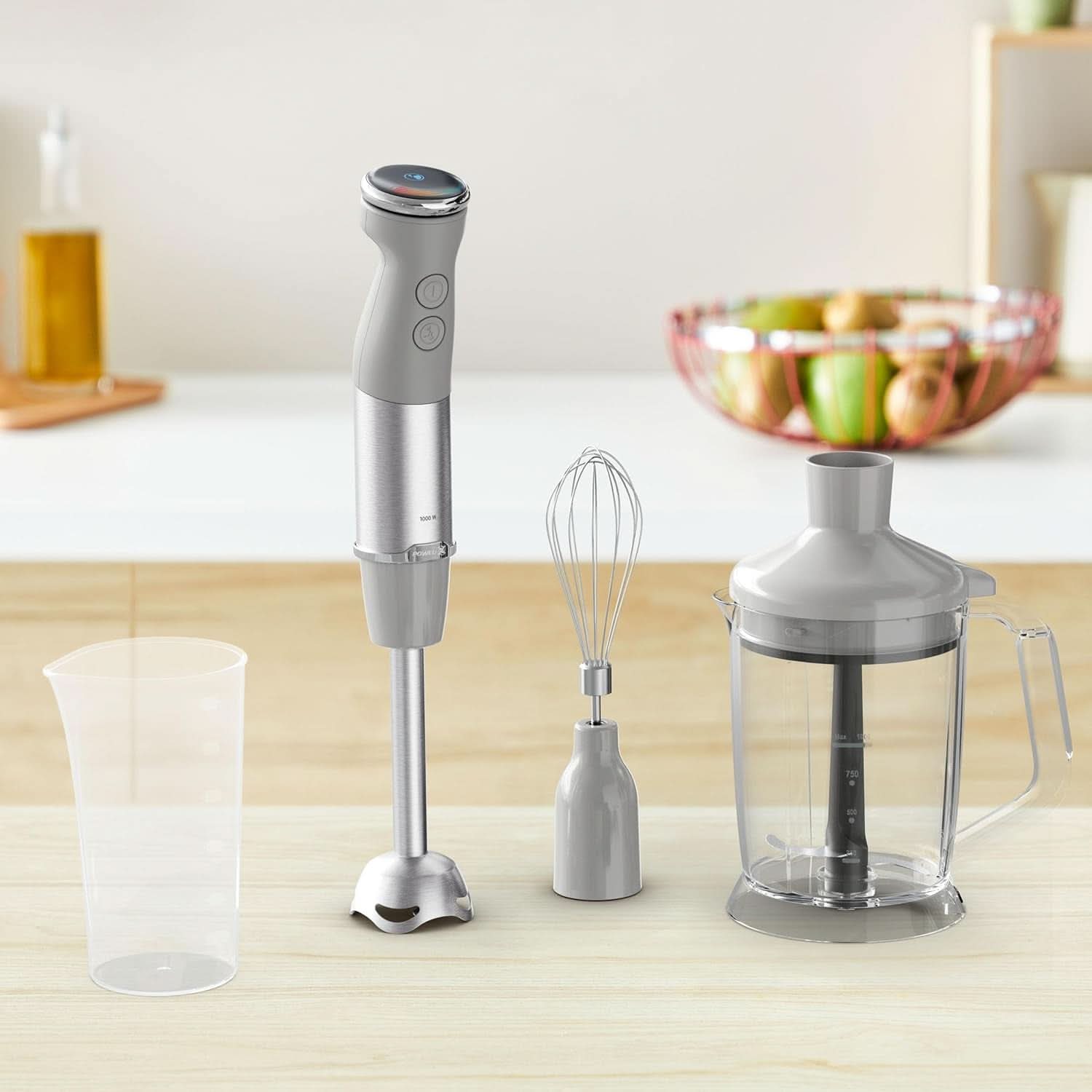 Tefal Quickchef+ 3-In-1 XL Stabmixer/Zerkleinerer/Schneebesen, 1000 W, Intuitif Geschwindigkeitsregelung, Turbo-Taste, Powelix-Messer-Technologie, Edelstahl, Grau, HB67MB30 Kitchen Naty Shop