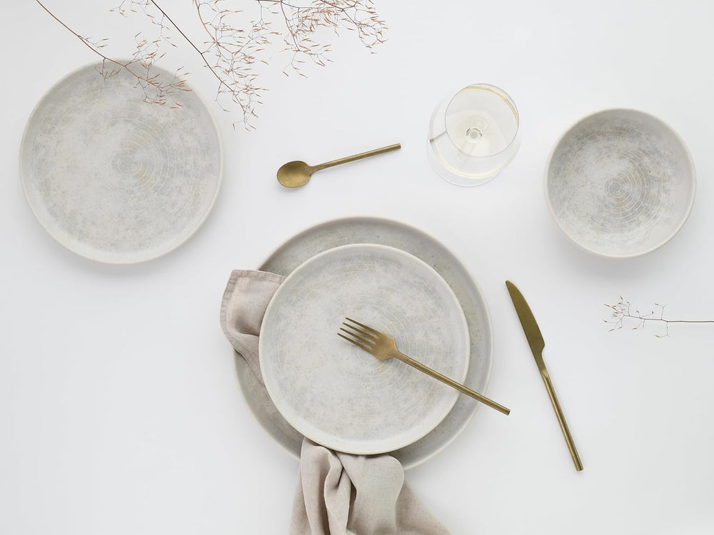 CreaTable, 23714, série Uno Athena, service de table 12 pièces pour 4 personnes, service d'assiettes en porcelaine, passe au lave-vaisselle et au micro-ondes, fabriqué au Portugal