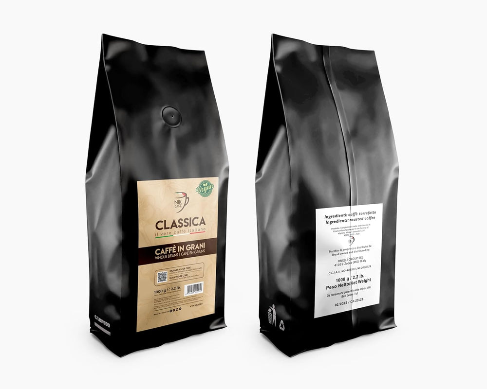 NIK CAFE' – Mélange Classico – grains de café torréfiés. Son Excellence, le robuste. 100% robuste