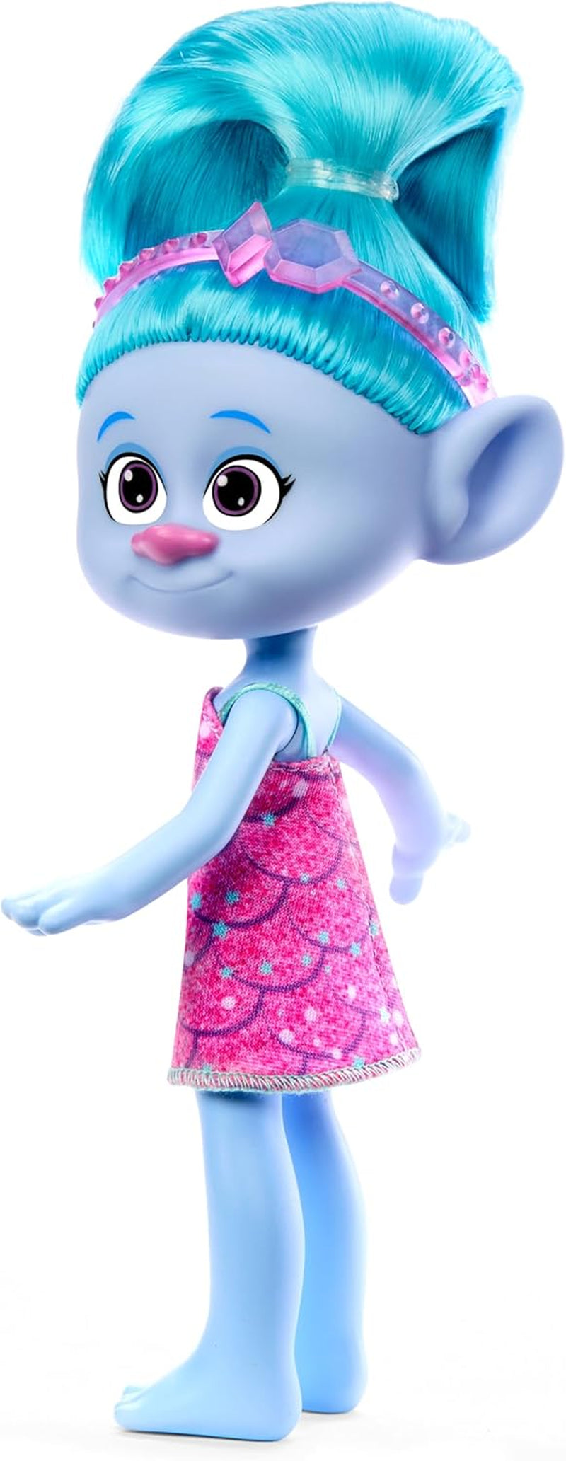 Mattel DREAMWORKS TROLLS United We Stand - Poupée surprises poilue en chenille avec cheveux bleus scintillants, bandeau violet, 3 ans et plus, HNF15