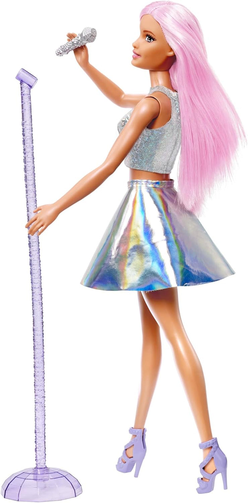 Poupée Barbie Pop Star habillée d'une jupe scintillante avec microphone et cheveux roses, cadeau pour enfants de 3 à 7 ans JCW42 Dazzling Dolls Naty Shop