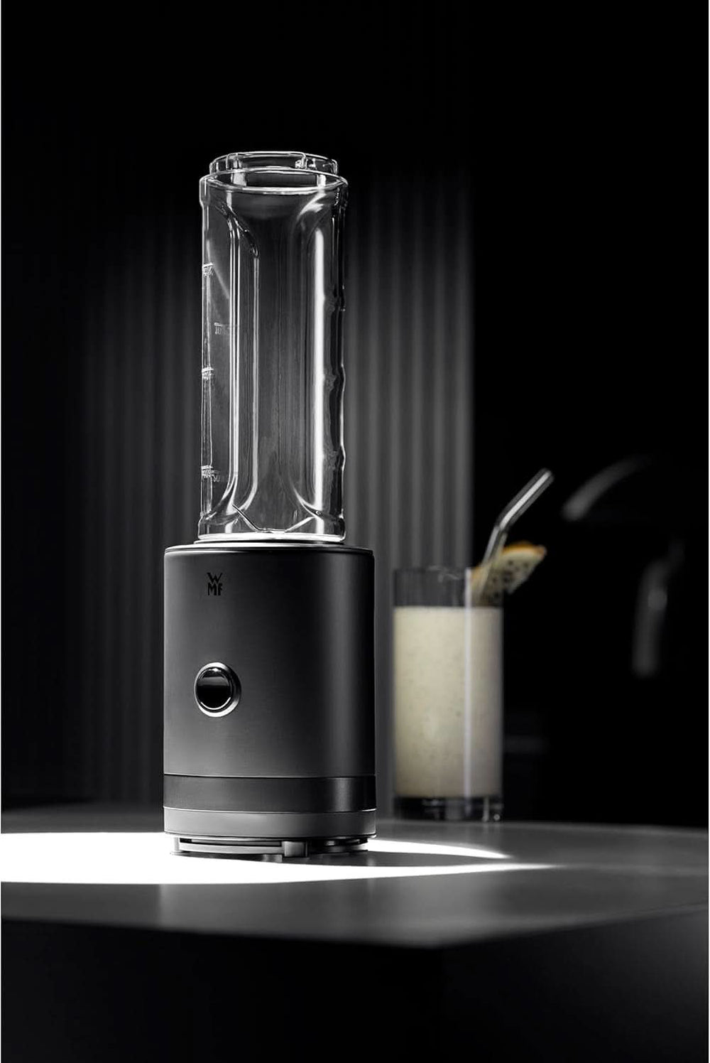 WMF Küchenminis Smoothie-To-Go, Mini batteur sur socle avec deux mixeurs/trinkbehältern 0,6L, Mixer Hochleistungsmixer 300 W, Edelstahl Matt, Schwarz Kitchen Naty Shop