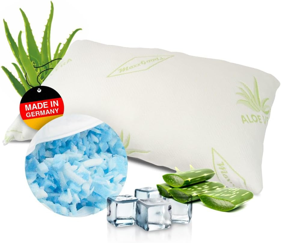 Oreiller orthopédique Maxxgoods Oreiller de soutien cervical en mousse de gel viscoélastique avec housse de protection à l'aloe vera et housse intérieure 100 % coton - Oreiller pour dormeurs sur le ventre, le dos et les côtés (42 cm x 70 cm x 12 cm) Naty Shop Oreillers orthopédiques cervicaux 42 x 70 cm Bâtons de mousse de gel