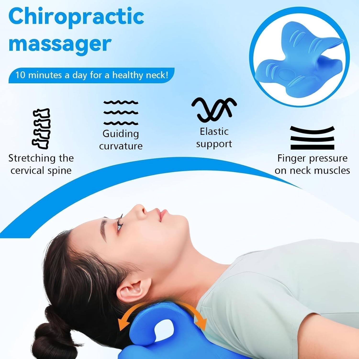 Civière de cou 2.0, Cloudy Neck Lefaya Civière de cou Vainqueur du test orthopédique Civière de cou pour soulager les douleurs cervicales Bosse de cou de qualité supérieure Nuage de cou corrige la posture (Bleu) Oreillers orthopédiques cervicaux Naty Shop