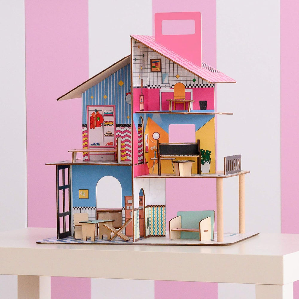Olivia's Little World 360 Maison de poupée en bois pour enfants, poupées de 8,9 cm et 12 accessoires, multicolore TD-13260C