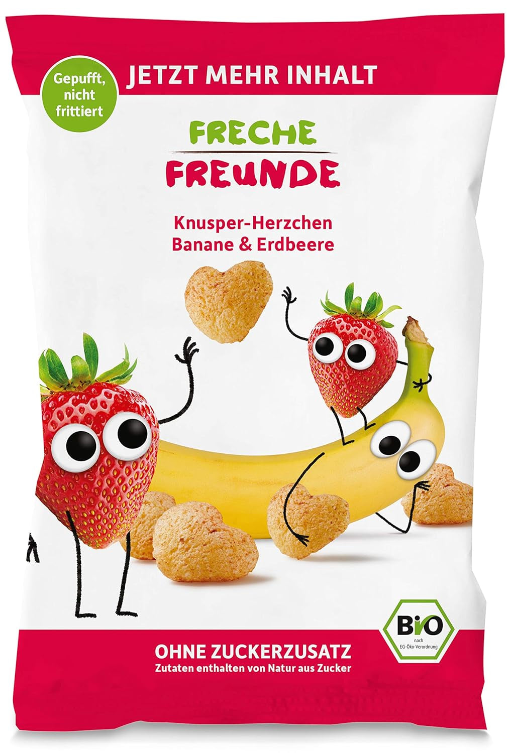 Chips de fruits biologiques 100 % fraises Chips de fraises lyophilisées paquet de 12 (12 x 12 g) et cœurs croustillants banane et fraise collation biologique pour enfants et bébés (9 x 30 g) 270 g