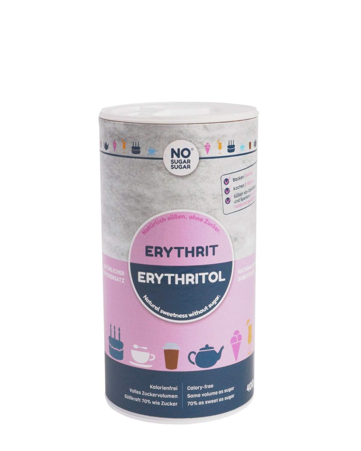 Sans Sucre, Érythritol naturel sans calories, utilisable comme substitut du sucre, 4,5 Kg Édulcorants Naty Shop 400 grammes