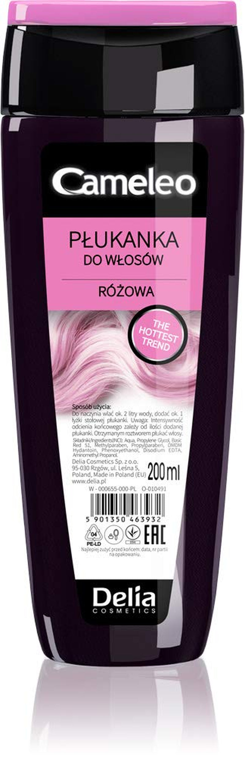 Cameleo - Tonique capillaire rose à l'eau de rose sans teinte jaune - Coloration semi-permanente - Pour cheveux blonds et gris - Couleur et soins - Sans parabène | 200 ml Naty Shop Teinture pour cheveux rose 200 ml (1 paquet)