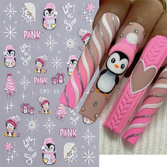 JMEOWIO Nagelsticker Weihnachten 6 Blatt Nail Art Sticker Selbstklebend Nagelaufkleber Schneeflocke Winterurlaub Niedlich Dekoration Nageldesign Zubehör