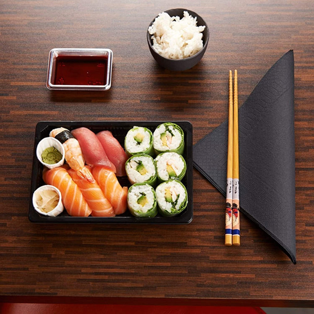 - Serviettes en fibre de soie - Noir - Serviettes en papier certifiées Fsc® - Recyclables et biodégradables - Format 40 X 40 Cm - 3 épaisseurs - 40 serviettes