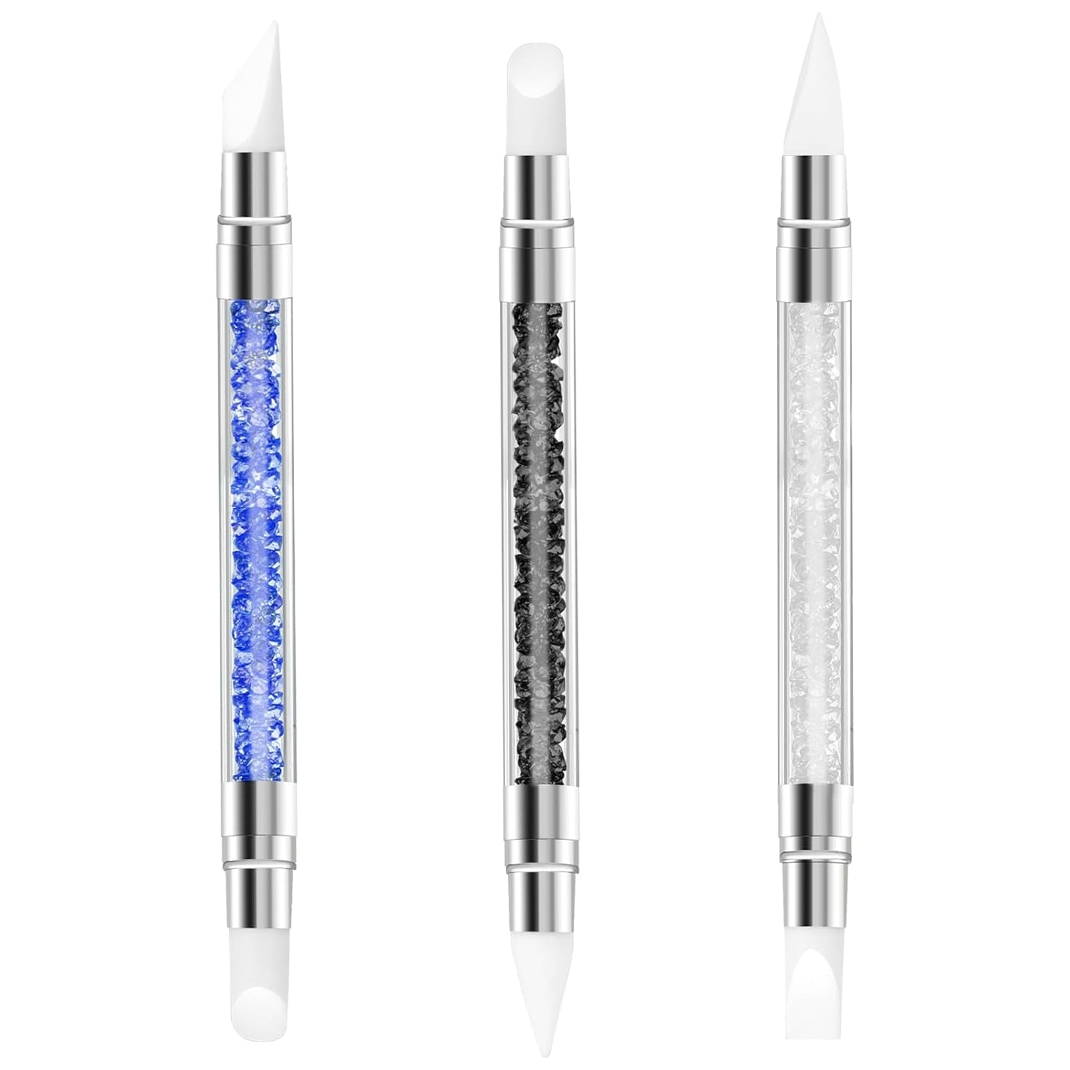 3 pièces Nagel Pinsel Silicone, Nagelkunst Skulptur Stift, Double Köpfe DIY Maniküre Werkzeug, Strassstein Picker, Gel Schnitzen Pinsel For Design, Shaping Drawing Carving Nagelfolie