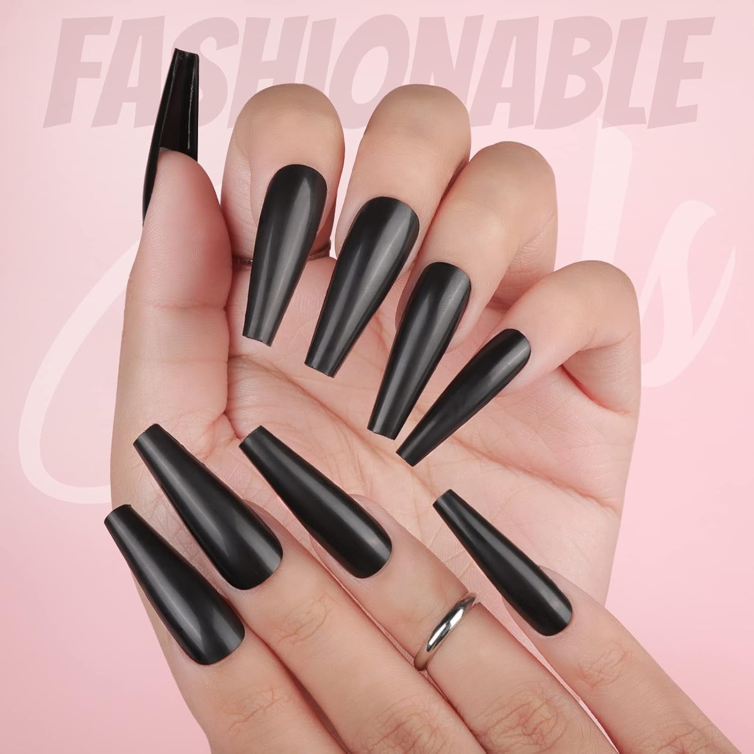 FANDAMEI 12 couleurs 288 pièces faux ongles lisses longue ballerine cercueil faux ongles acrylique ongles conseils longue ballerine faux ongles