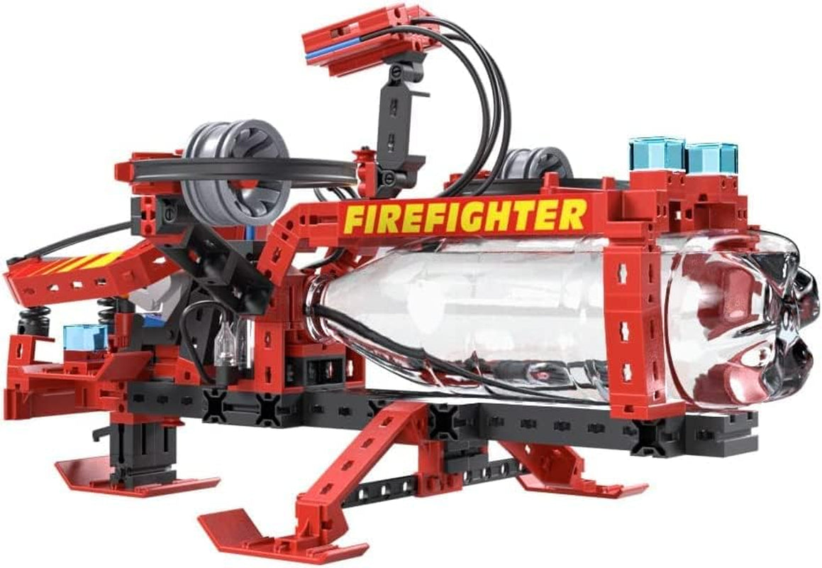 fischertechnik 564069 Advanced Firefighter – Bausatz für Kinder ab 7 Jahre, Experimentierbaukasten mit Feuerwehrauto & Spritzfunktion, favorise la compréhension technique, Schwarz, Mittel