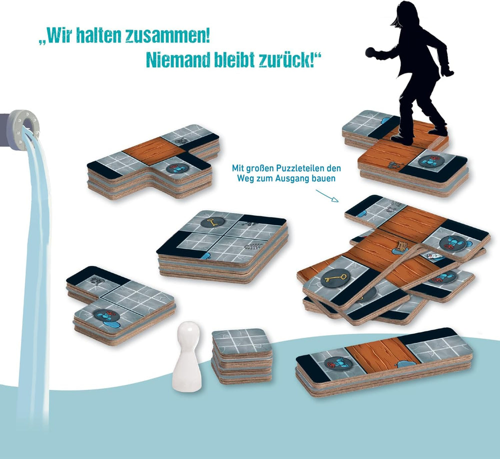 Moïse. Sebastian Fitzek Underground, un jeu de thriller 3D innovant pour les fans d'escape game, un jeu de société coopératif de Marco Teubner avec différents niveaux de difficulté, à partir de 12 ans.