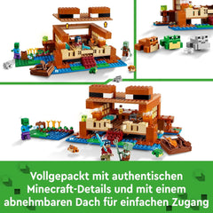 LEGO Minecraft The Frog House, maison de jouets avec figurines dont zombie, slime et noyé, ainsi que des accessoires tels qu'un bateau jouet et un établi, cadeau pour garçons et filles à partir de 8 ans 21256 Jeux de construction Besuche den LEGO-Store