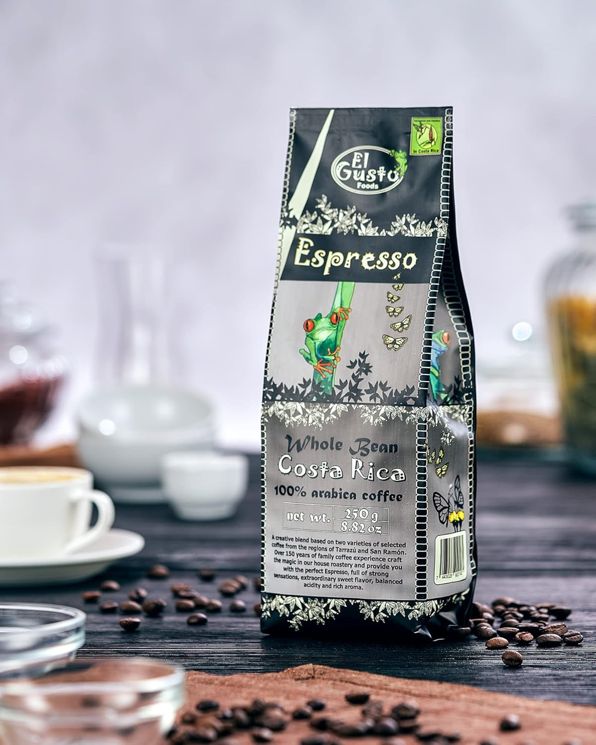El Gusto Espresso Kaffee aus Ganzen Bohnen au Costa Rica, Dunkel Geröstet, Creative Mischung, 100% Arabica, Frischer Gourmet-Kaffee 3er Pack