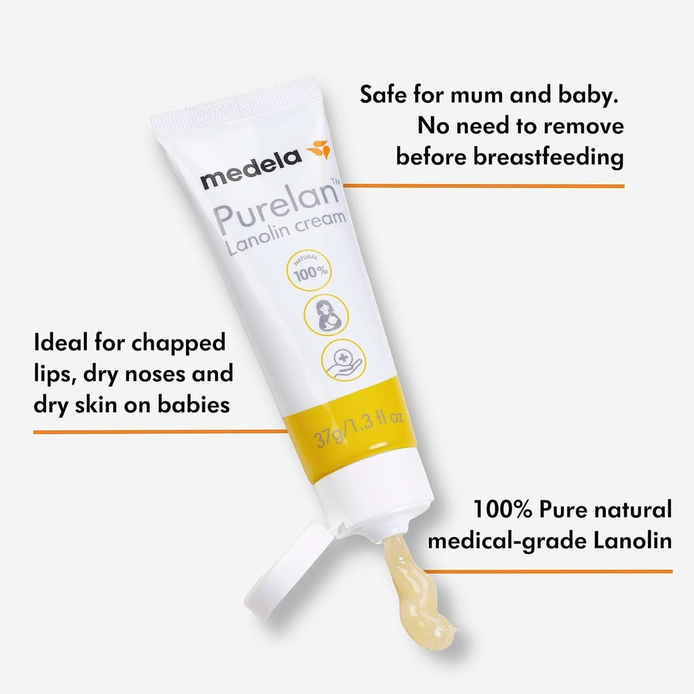 Medela Purelan 37G Lanolin Nipple Cream - crème pour mamelons douloureux et peau sèche, 100% naturelle, hypoallergénique Accessoires Alimentation et Allaitement Bebe Naty Shop