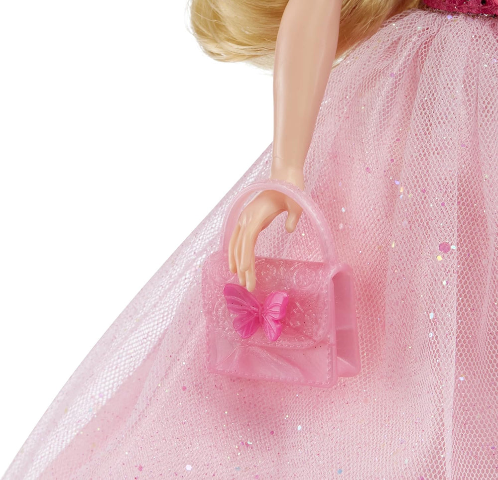 MGA's Dream Ella Let's Celebrate Puppe - ARIA - 29 cm grosse Blonde Party Modepuppe - Rosa & Gold Glitter Konfettischmetterlinge - 5 Accessoires - Pour les petits et les enfants à partir de 4 ans