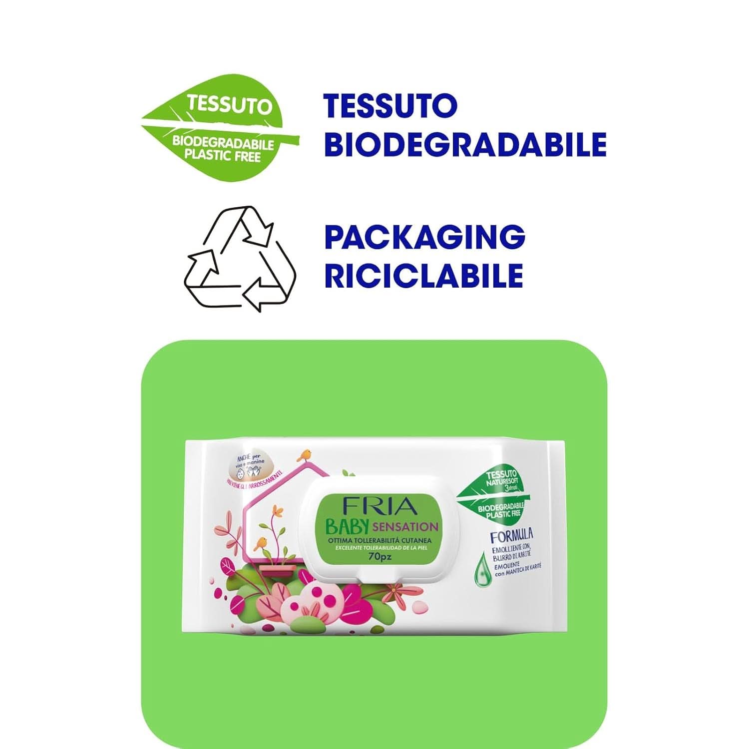 Baby Sensatios avec couvercle, 72 lingettes Lingettes humides pour bébé Naty Shop