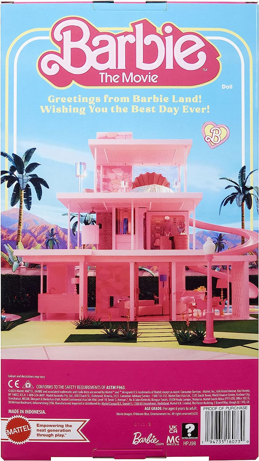 Barbie The Movie - Puppe Filme Fans, Gloria im Pink-Hosenanzug, inspiriert von America Ferreras Filmcharakter, beweglichmit High Heels, als Geschenk für Kinder ab 3 Jahren geeignet, HPJ98