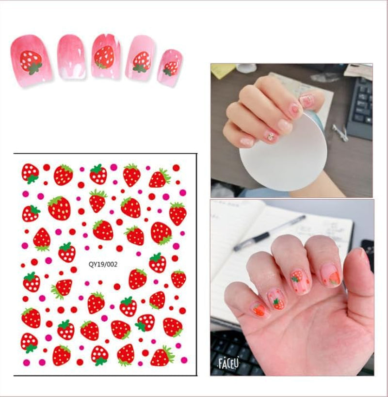 JMEOWIO Süße Nagelsticker Für Kinder 14 Blatt Nail Art Sticker Selbstklebend Nagelaufkleber Regenbogen Blumen Fruit Dekoration Nageldesign Zubehör