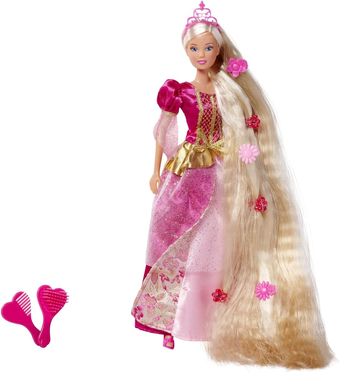 Simba 105738831 - Steffi Love Rapunzel, Steffi als Märchenprinzessin, mit sehr Langen Haaren, mit Haarclips, Bürste und Kamm, Ankleidepuppe, 29cm, für Kinder ab 3 Jahren
