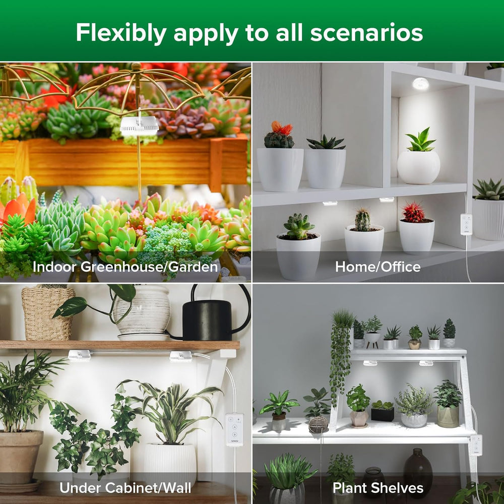 SANSI Lampe de culture LED pour plantes d'intérieur, 2 têtes, spectre complet, 10 W (équivalent 150 W), minuterie de 4/8/12 heures, lampe hydroponique suspendue pour serre de plantes d'intérieur