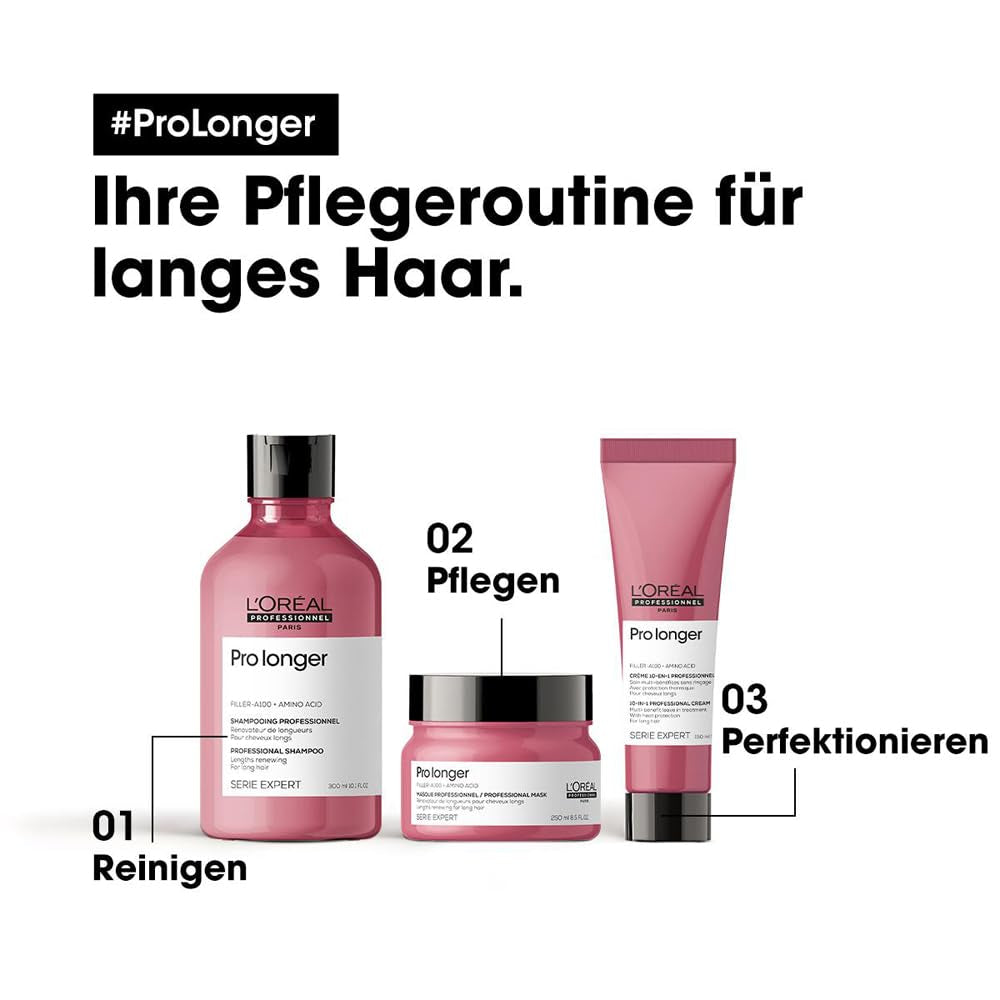 L'Oréal Professionnel Masque Fortifiant Capillaire pour Cheveux Longs et Fins avec Filler A-100 et Acides Aminés, Série Expert, Pro Longer Mask Hair Mask Naty Shop