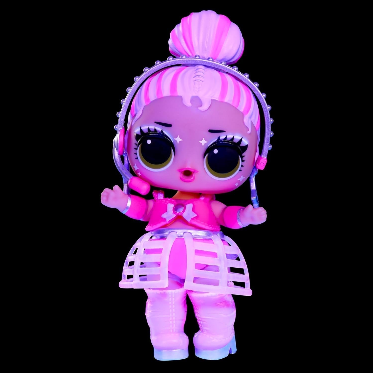 L.O.L. Surprendre! Neon Pop Stars Tots - 1 poupée surprise magique à lumière noire, emballage aveugle, 7 poupées à collectionner, chacune avec des autocollants et des accessoires néon, cadeau pour les enfants à partir de 4 ans Naty Shop Dolls