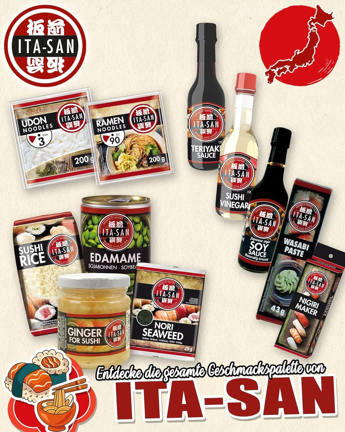 ITA-SAN Riz à sushi, grains ronds, qualité supérieure, variété 100 % pure, préparation rapide et facile, végétalien, halal, sans gluten (1 x 500 g)