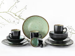 CreaTable, 23631, série Jawa – Glaçage réactif, service de table 16 pièces, service combiné en porcelaine, passe au lave-vaisselle et au micro-ondes, fabrication de qualité