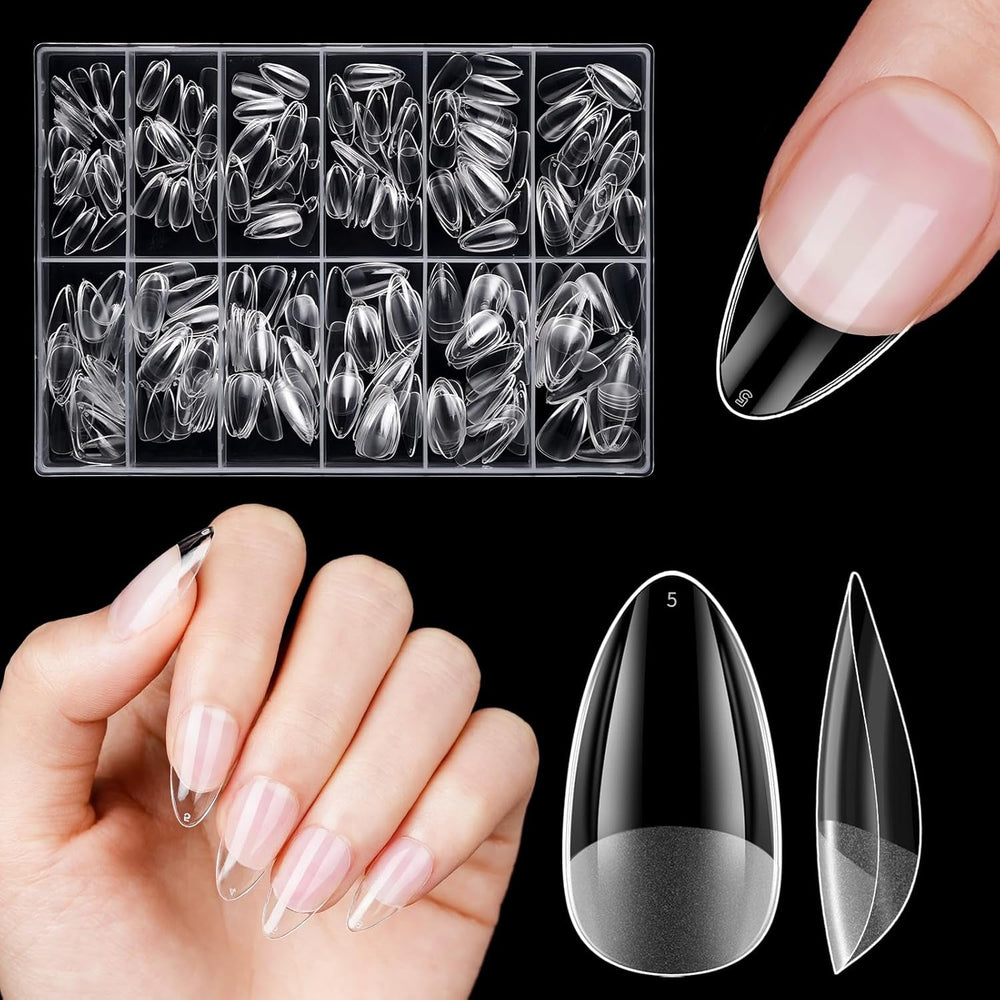 Ongles artificiels courts 500 pièces bouts d'ongles à couverture complète en gel souple pour ongles en gel 12 tailles bouts d'ongles pré-polis pour ongles en gel Ongles artificiels courts Extensions d'ongles de cercueil avec boîte