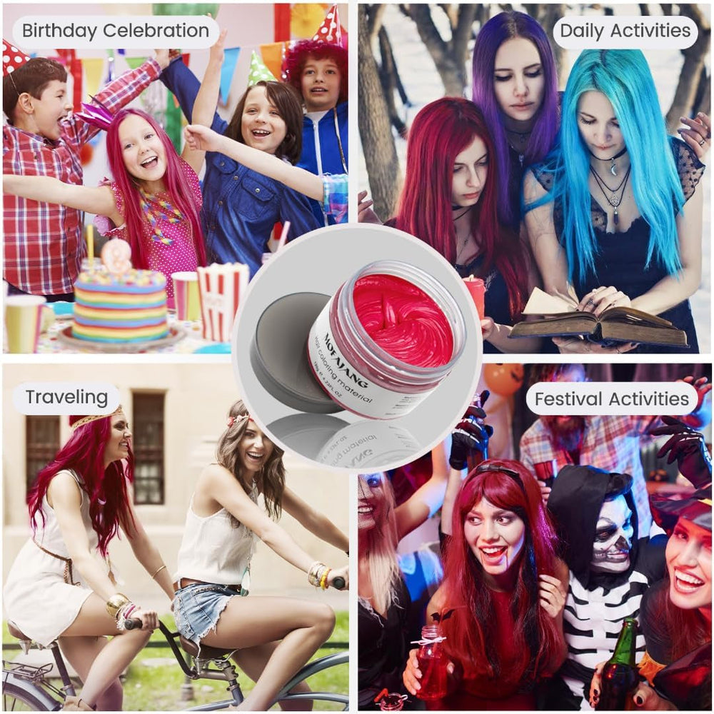 Coloration temporaire des cheveux 4,23 onces de cire de couleur pour hommes femmes lavable couleur naturelle pommade teinture capillaire instantanée pour fête cosplay Halloween (rouge) Naty Shop Hair Dye