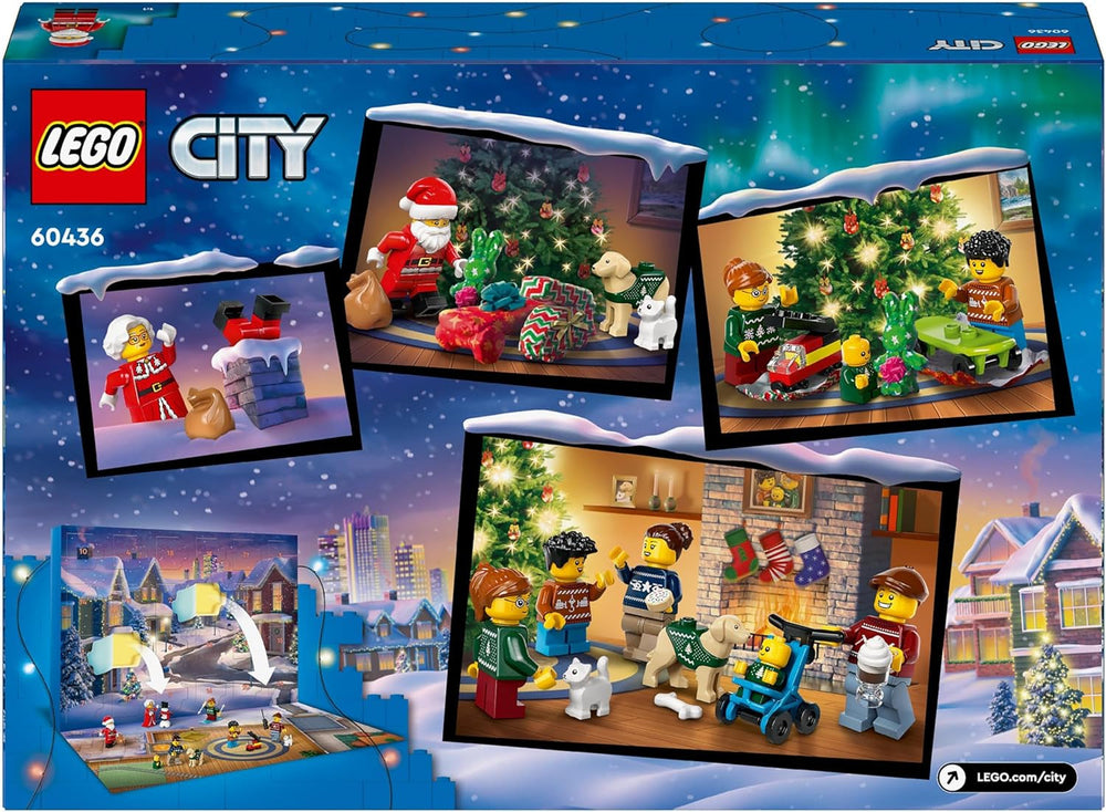 Calendrier de l'Avent LEGO City 2024, cadeau de l'Avent pour les enfants à partir de 5 ans, 24 surprises, figurines en salopette de Noël, Père Noël et Mme Père Noël, cadeau de Noël 60436 Jeux de construction Besuche den LEGO-Store