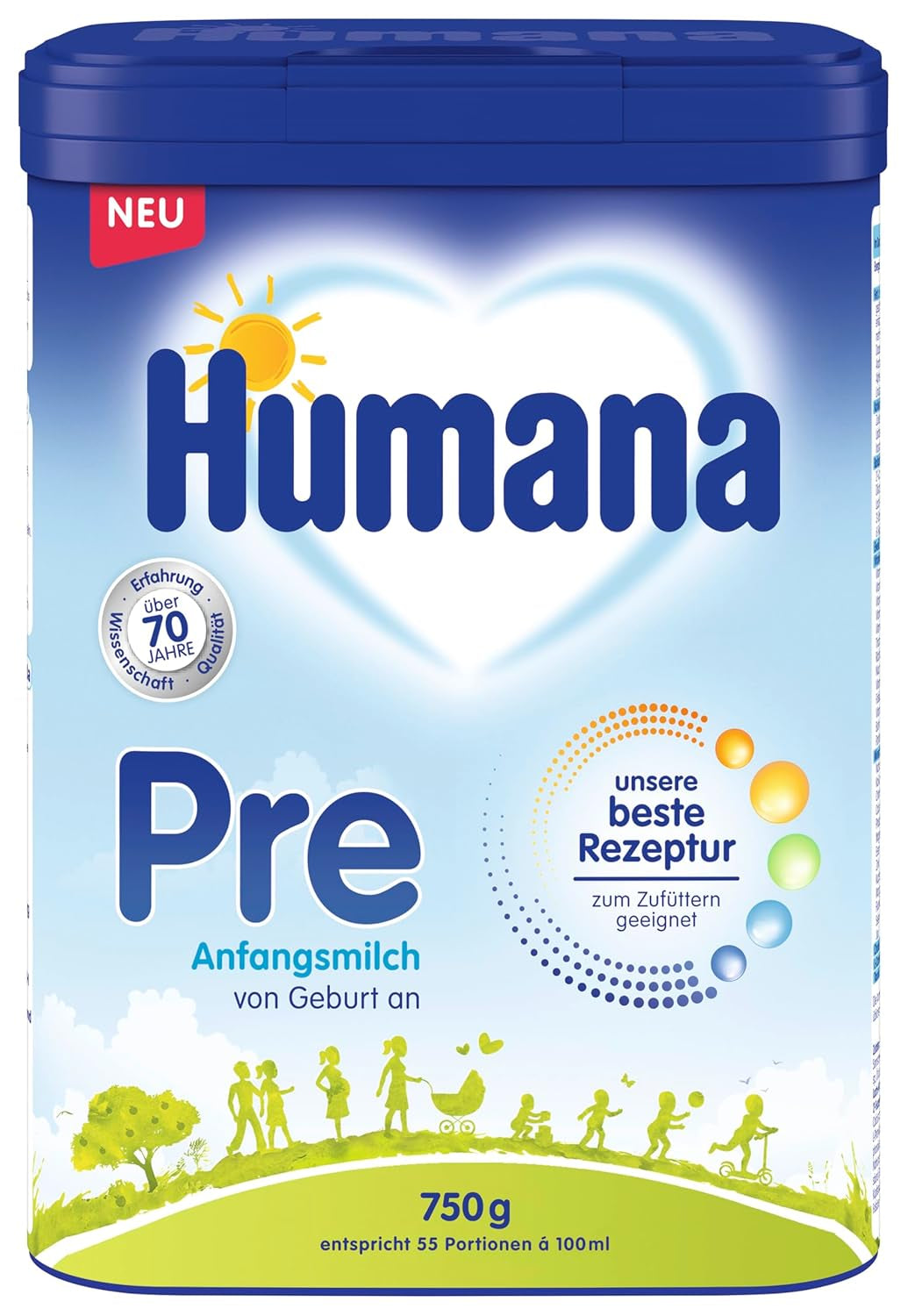 Formula Humana Pre Infant 750g - Paquet - Lait pour bébés dès la naissance - Préparation pour bébés comme substitut ou complément au lait maternel - Aliments pour bébés