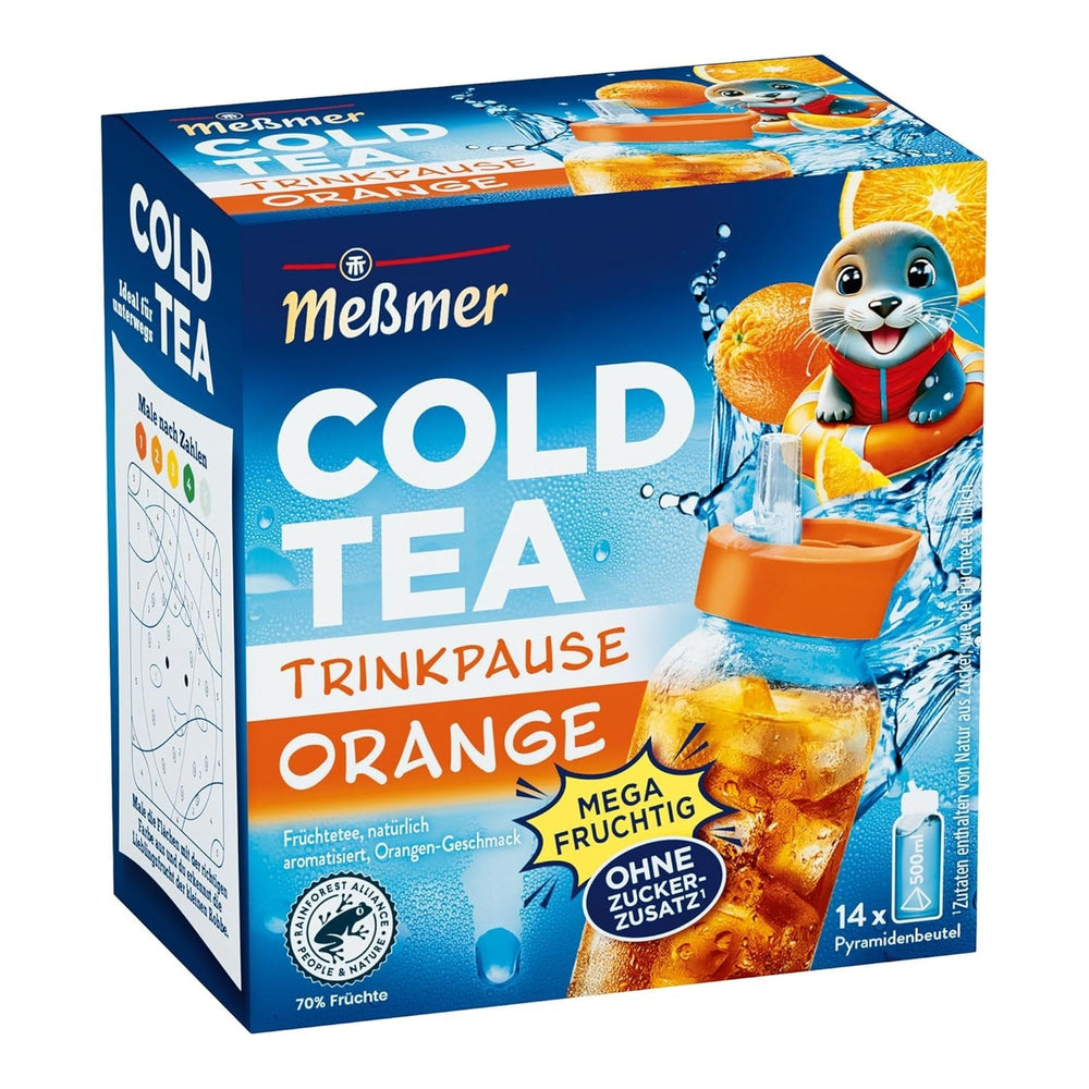 Meßmer Cold Tea Trinkpause Zmeură | Ceai de fructe, aromatizat natural, cu gust de zmeură | Ediție limitată | Pentru infuzie rece | 14 pliculețe piramidale