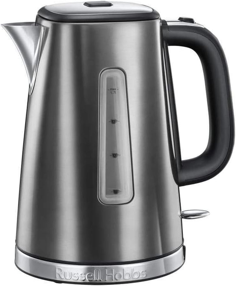 Russell Hobbs Luna Grey Cafetière [minuterie numérique, pomme de douche pour une extraction et un arôme optimaux] (1 à 12 tasses, carafe en verre 1,5 L, plaque chauffante, 1000 W) Cafetière à filtre 23241-56