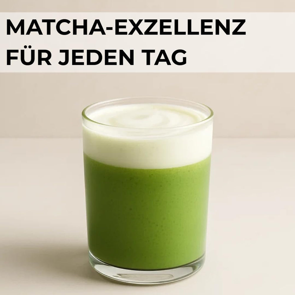 | Matcha bio en poudre 100 g | Thé vert Matcha en poudre de qualité cérémonielle | 100% naturel et qualité premium | Thé détoxifiant | Compatible avec le set Matcha, la tige, le bol et le verre.