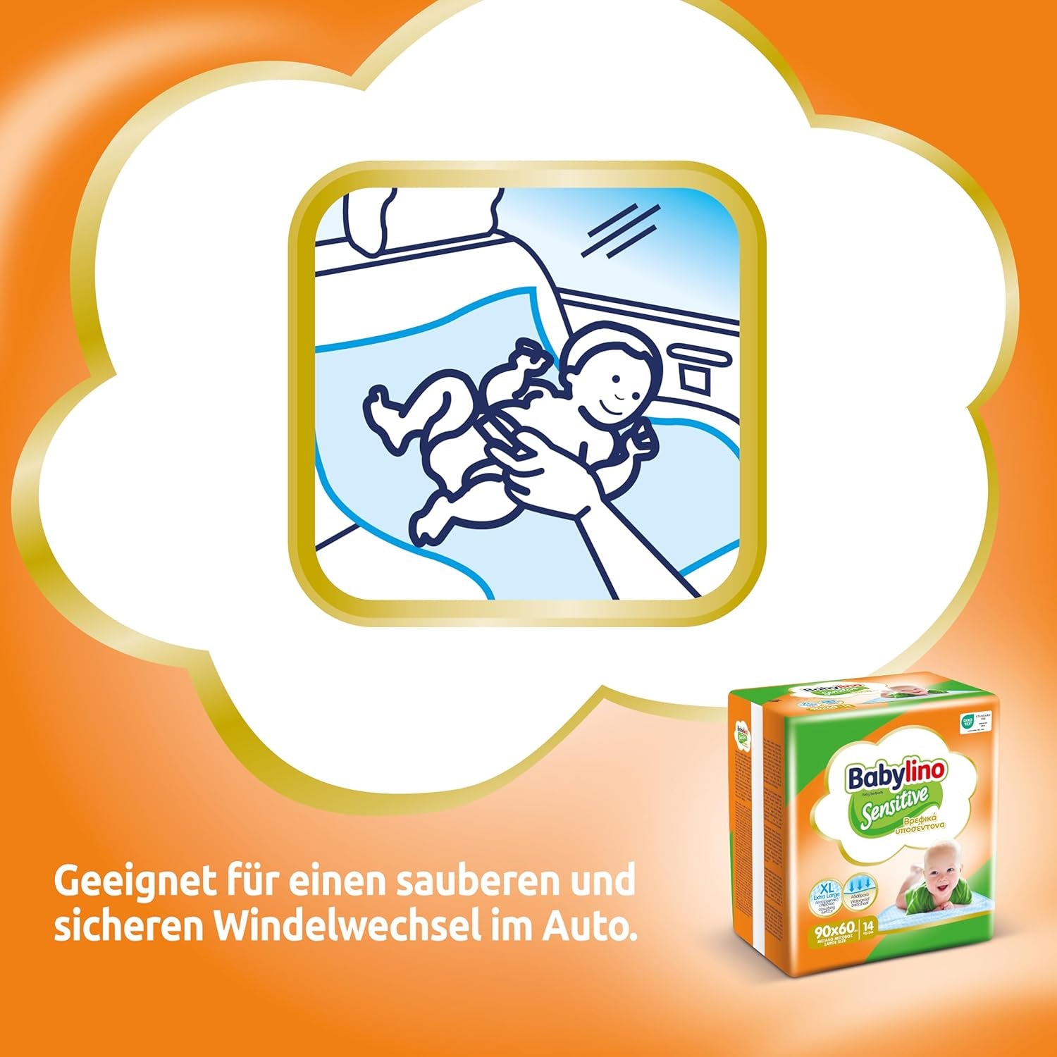 Lingettes humides sensibles, 90 x 60 cm, extra absorbantes, 14 pièces