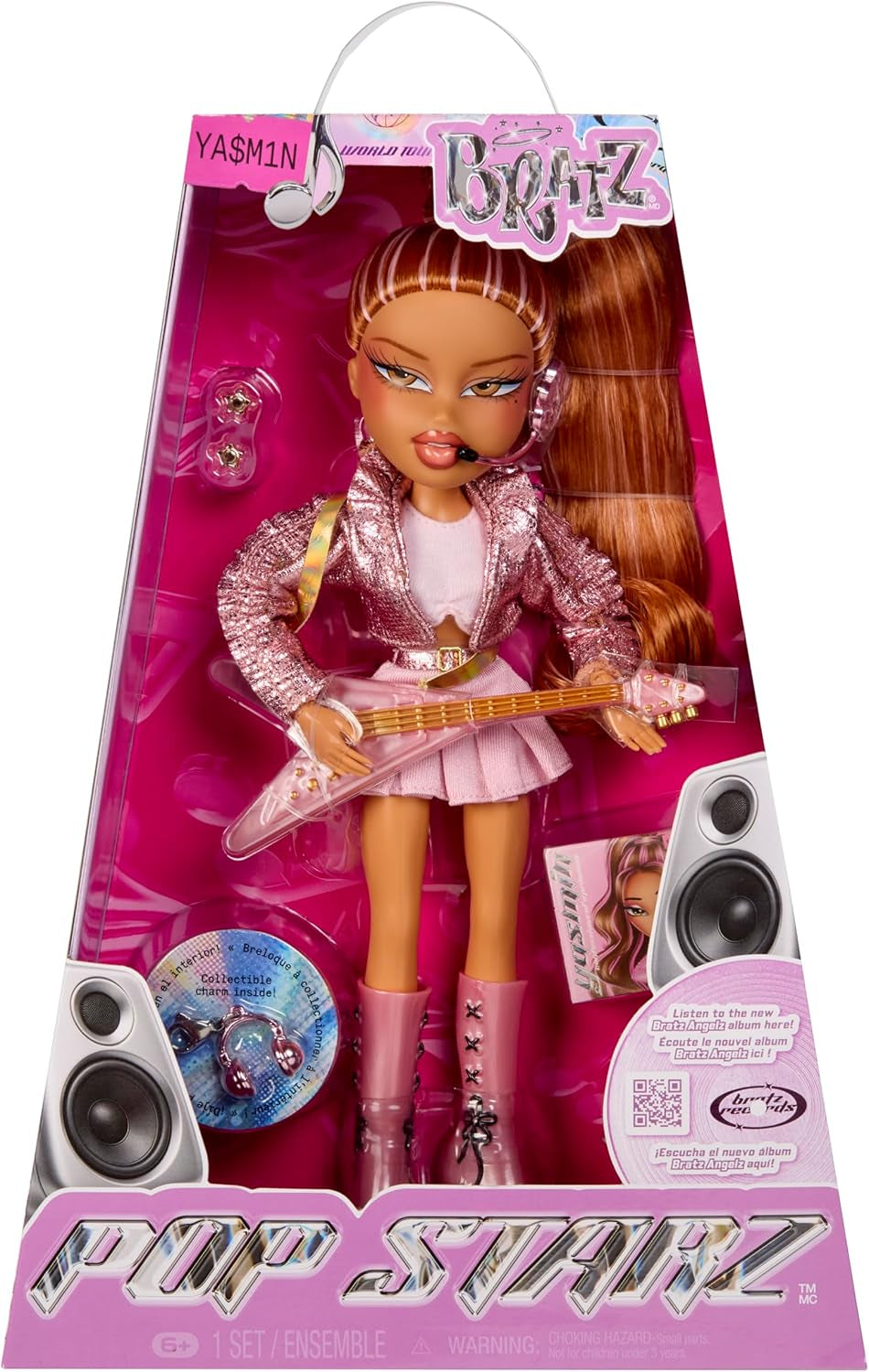 BRATZ Pop Starz Yasmin – Modepuppe mit Anhänger zum Sammeln, Outfit und Musikzubehör