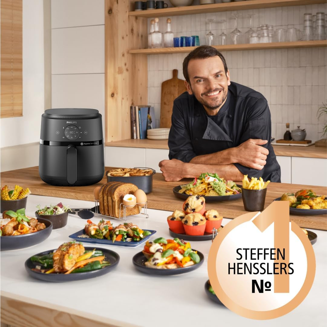 Philips Airfryer 2000 series 4,2L - Écran tactile numérique, 13 options de cuisson, 9 fonctions prédéfinies, Jusqu'à 90% de graisse en moins avec la technologie Rapidair, puissance 1500W Électroménager Naty Shop