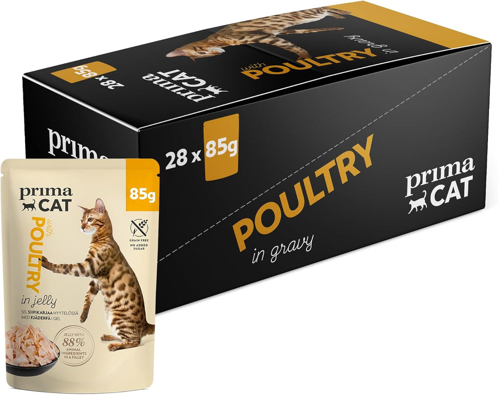 PrimaCat - Nourriture humide classique pour chats, saveur d'oiseau en sauce, 28 x 85 g