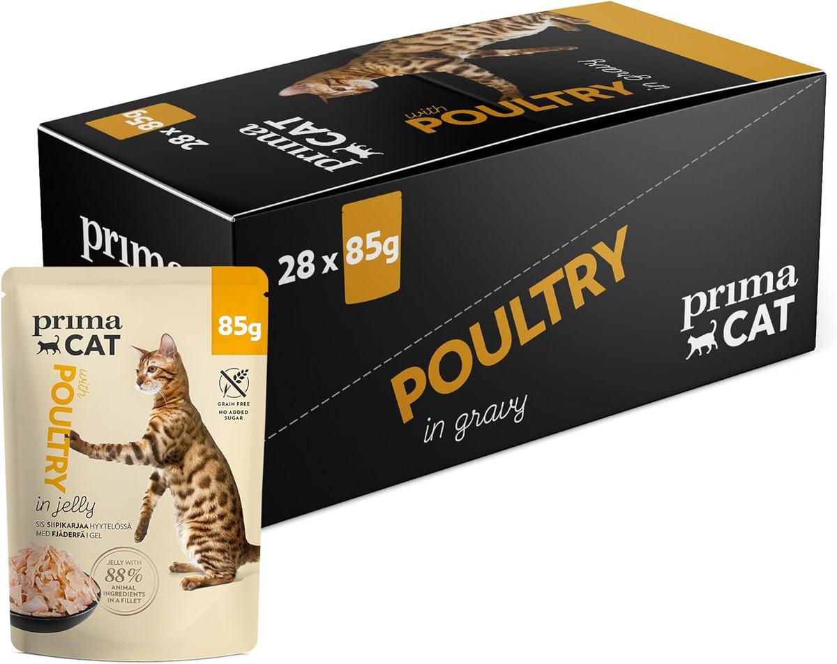 PrimaCat - Nourriture humide classique pour chats, saveur d'oiseau en sauce, 28 x 85 g