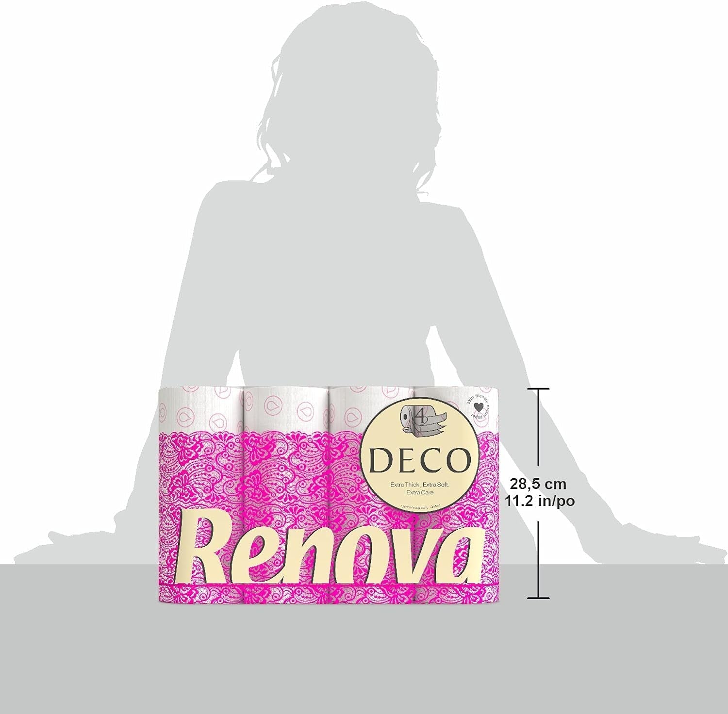 Papier toilette Renova 4 couches blanc décoré parfumé - 12 rouleaux rouleau Blanco Decorado Perfumado