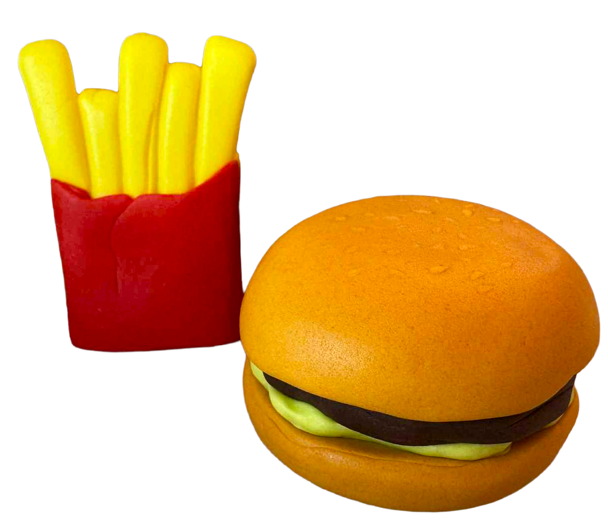 SweetJoy Décorations Comestibles Hamburger Et Pommes De Terre - Lot De 2 Figurines En Pâte À Sucre 6 cm Environ