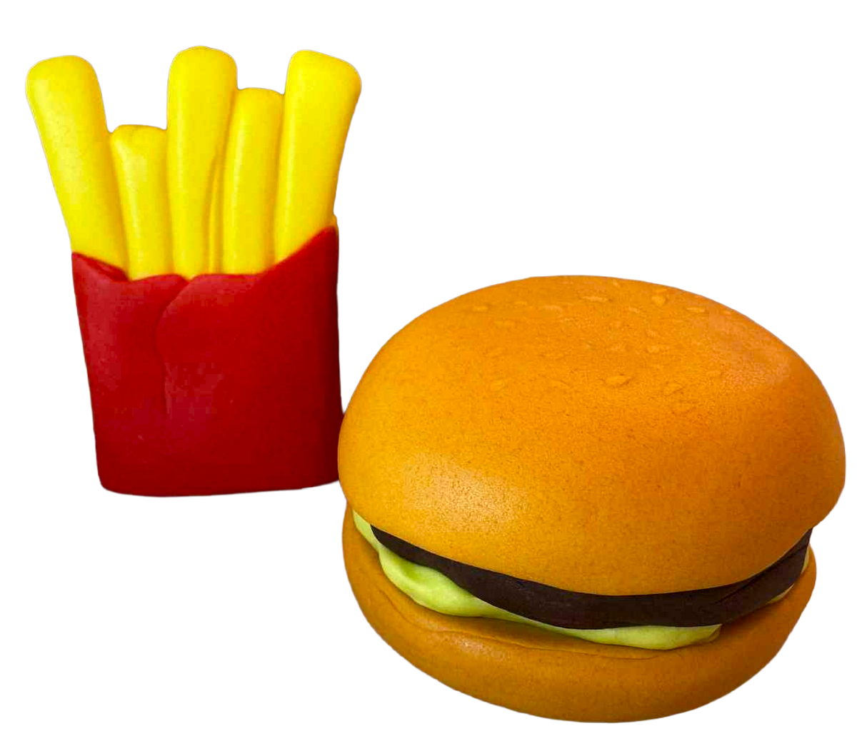 SweetJoy Décorations Comestibles Hamburger Et Pommes De Terre - Lot De 2 Figurines En Pâte À Sucre 6 cm Environ