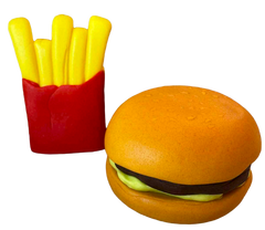 SweetJoy Décorations Comestibles Hamburger Et Pommes De Terre - Lot De 2 Figurines En Pâte À Sucre 6 cm Environ