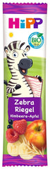 Barres HiPP Zebra au goût framboise et banane pomme (22 x 23g), dès 1 an, sucrées uniquement aux fruits, de la meilleure qualité biologique